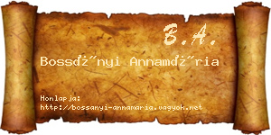 Bossányi Annamária névjegykártya