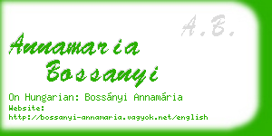 annamaria bossanyi business card