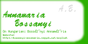 annamaria bossanyi business card